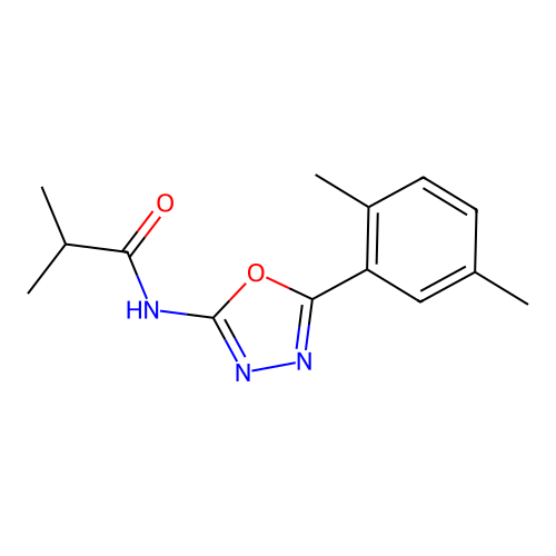 N-[5-(2,5-dimethylphenyl)-1,3,4-oxadiazol-2-yl]-2-methylpropanamide structure