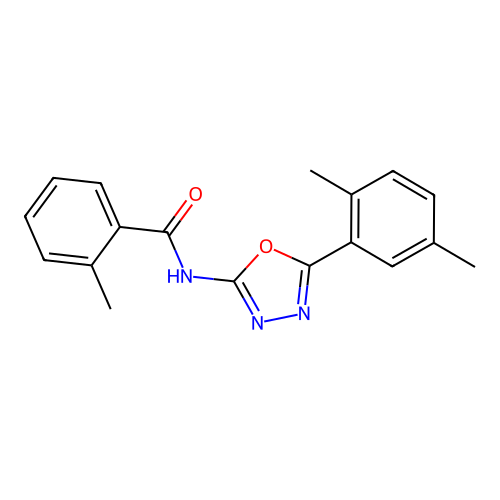 N-[5-(2,5-dimethylphenyl)-1,3,4-oxadiazol-2-yl]-2-methylbenzamide structure