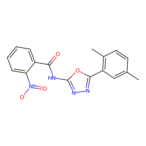 N-[5-(2,5-dimethylphenyl)-1,3,4-oxadiazol-2-yl]-2-nitrobenzamide structure