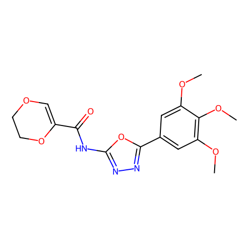 N-(5-(3,4,5-trimethoxyphenyl)-1,3,4-oxadiazol-2-yl)-5,6-dihydro-1,4-dioxine-2-carboxamide structure