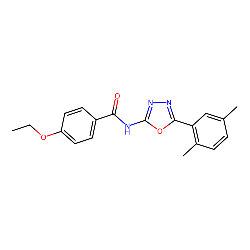 N-[5-(2,5-dimethylphenyl)-1,3,4-oxadiazol-2-yl]-4-ethoxybenzamide structure
