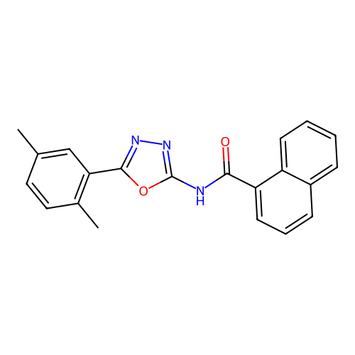 N-[5-(2,5-dimethylphenyl)-1,3,4-oxadiazol-2-yl]naphthalene-1-carboxamide structure