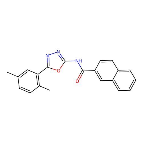 N-[5-(2,5-dimethylphenyl)-1,3,4-oxadiazol-2-yl]naphthalene-2-carboxamide structure