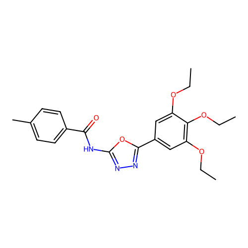 4-methyl-N-[5-(3,4,5-triethoxyphenyl)-1,3,4-oxadiazol-2-yl]benzamide structure