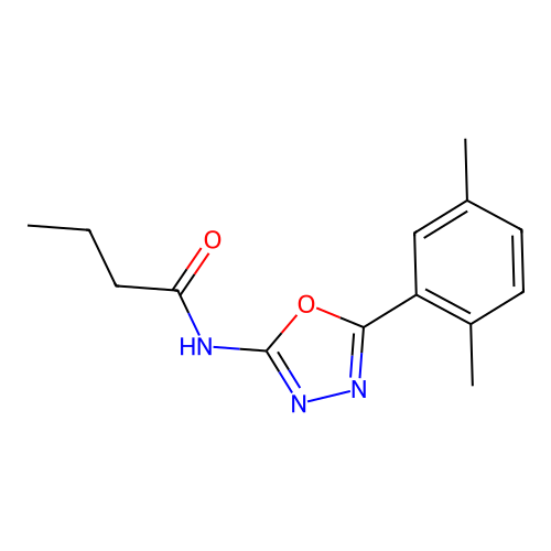 N-[5-(2,5-dimethylphenyl)-1,3,4-oxadiazol-2-yl]butanamide structure