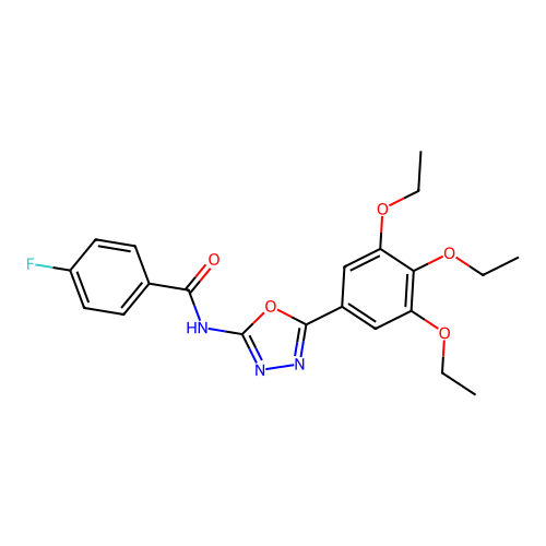 4-fluoro-N-[5-(3,4,5-triethoxyphenyl)-1,3,4-oxadiazol-2-yl]benzamide structure
