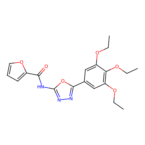 N-[5-(3,4,5-triethoxyphenyl)-1,3,4-oxadiazol-2-yl]furan-2-carboxamide structure