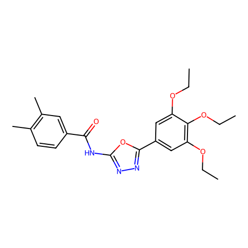 3,4-dimethyl-N-[5-(3,4,5-triethoxyphenyl)-1,3,4-oxadiazol-2-yl]benzamide structure