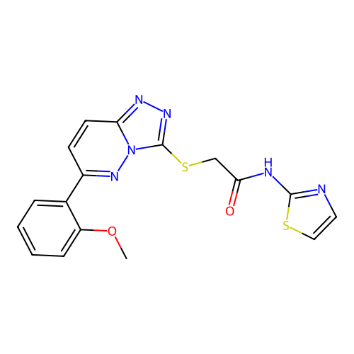 2-{[6-(2-methoxyphenyl)-[1,2,4]triazolo[4,3-b]pyridazin-3-yl]sulfanyl}-N-(1,3-thiazol-2-yl)acetamide structure