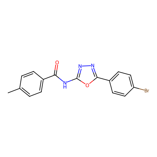 N-[5-(4-bromophenyl)-1,3,4-oxadiazol-2-yl]-4-methylbenzamide structure