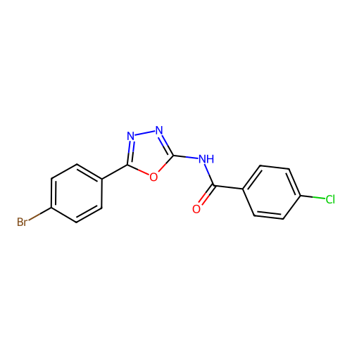 N-[5-(4-bromophenyl)-1,3,4-oxadiazol-2-yl]-4-chlorobenzamide structure
