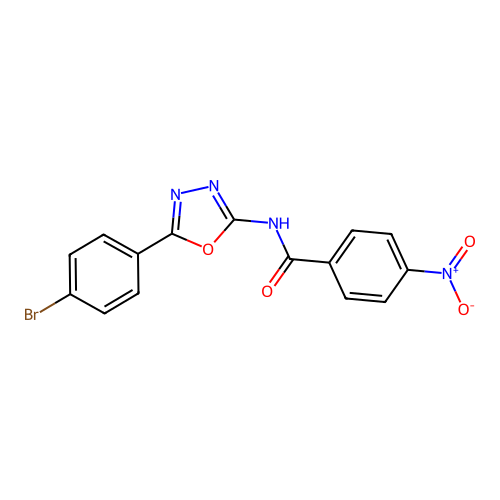 N-[5-(4-bromophenyl)-1,3,4-oxadiazol-2-yl]-4-nitrobenzamide structure