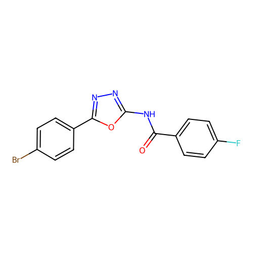 N-[5-(4-bromophenyl)-1,3,4-oxadiazol-2-yl]-4-fluorobenzamide structure