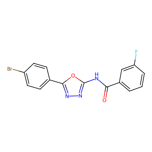 N-[5-(4-bromophenyl)-1,3,4-oxadiazol-2-yl]-3-fluorobenzamide structure