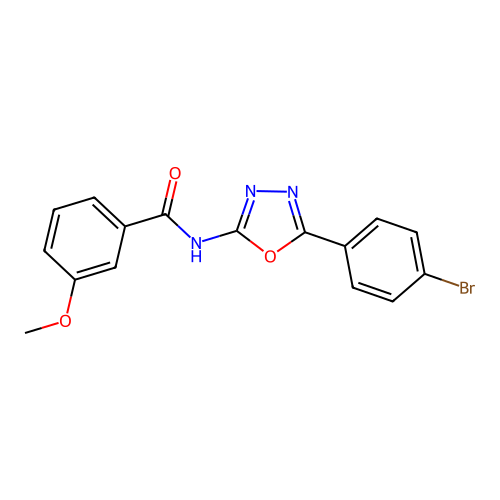 N-(5-(4-bromophenyl)-1,3,4-oxadiazol-2-yl)-3-methoxybenzamide structure