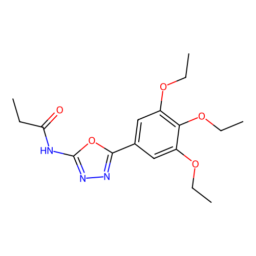 N-[5-(3,4,5-triethoxyphenyl)-1,3,4-oxadiazol-2-yl]propanamide structure