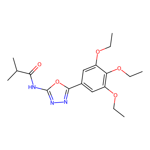 2-methyl-N-[5-(3,4,5-triethoxyphenyl)-1,3,4-oxadiazol-2-yl]propanamide structure