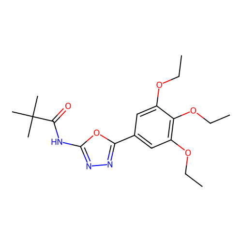 2,2-dimethyl-N-[5-(3,4,5-triethoxyphenyl)-1,3,4-oxadiazol-2-yl]propanamide structure