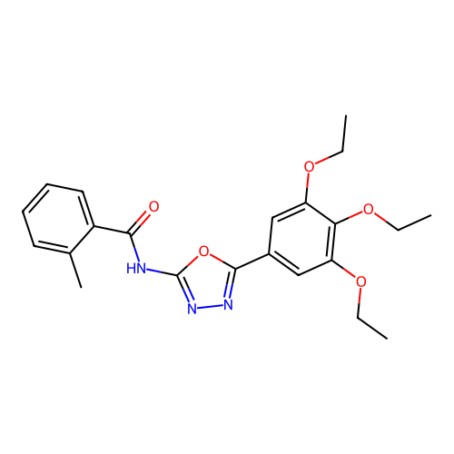2-methyl-N-[5-(3,4,5-triethoxyphenyl)-1,3,4-oxadiazol-2-yl]benzamide structure