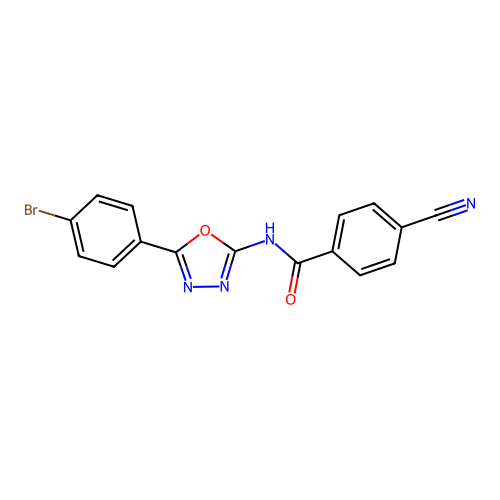 N-[5-(4-bromophenyl)-1,3,4-oxadiazol-2-yl]-4-cyanobenzamide structure