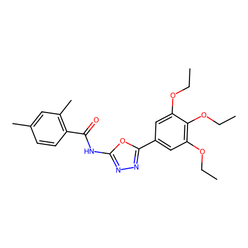 2,4-dimethyl-N-[5-(3,4,5-triethoxyphenyl)-1,3,4-oxadiazol-2-yl]benzamide structure