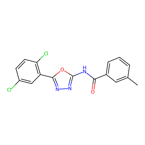 N-[5-(2,5-dichlorophenyl)-1,3,4-oxadiazol-2-yl]-3-methylbenzamide structure