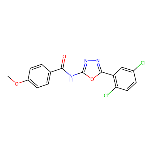 N-[5-(2,5-dichlorophenyl)-1,3,4-oxadiazol-2-yl]-4-methoxybenzamide structure