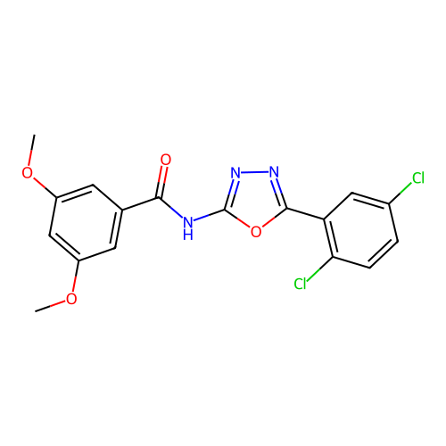 N-[5-(2,5-dichlorophenyl)-1,3,4-oxadiazol-2-yl]-3,5-dimethoxybenzamide structure