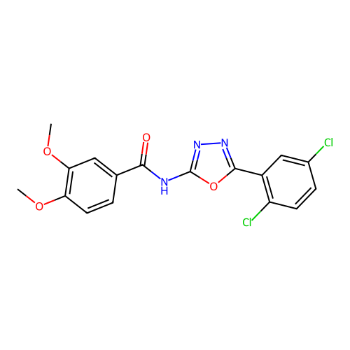 N-[5-(2,5-dichlorophenyl)-1,3,4-oxadiazol-2-yl]-3,4-dimethoxybenzamide structure
