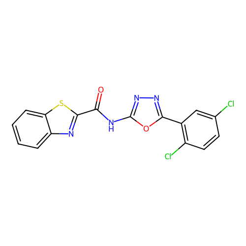 N-(5-(2,5-dichlorophenyl)-1,3,4-oxadiazol-2-yl)benzo[d]thiazole-2-carboxamide structure