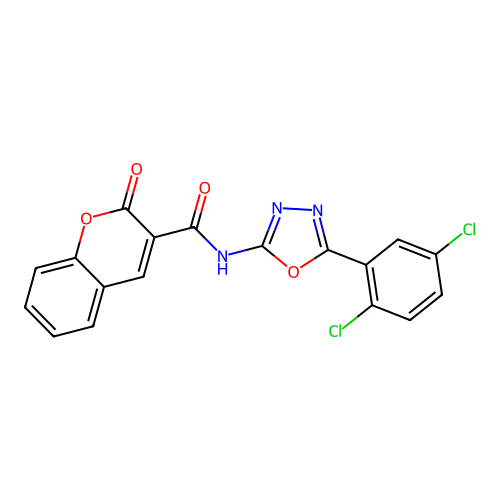 N-[5-(2,5-dichlorophenyl)-1,3,4-oxadiazol-2-yl]-2-oxo-2H-chromene-3-carboxamide structure
