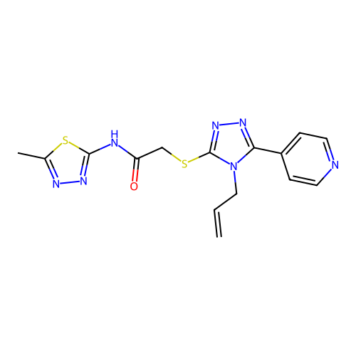 N-(5-methyl-1,3,4-thiadiazol-2-yl)-2-[(4-prop-2-enyl-5-pyridin-4-yl-1,2,4-triazol-3-yl)sulfanyl]acetamide structure