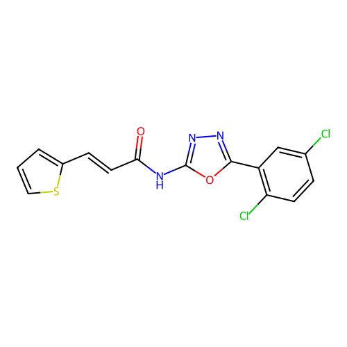 (E)-N-(5-(2,5-dichlorophenyl)-1,3,4-oxadiazol-2-yl)-3-(thiophen-2-yl)acrylamide structure