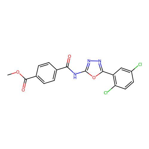 Methyl 4-{[5-(2,5-dichlorophenyl)-1,3,4-oxadiazol-2-yl]carbamoyl}benzoate structure