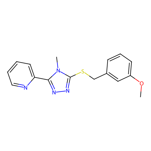 2-[5-[(3-Methoxyphenyl)methylsulfanyl]-4-methyl-1,2,4-triazol-3-yl]pyridine structure
