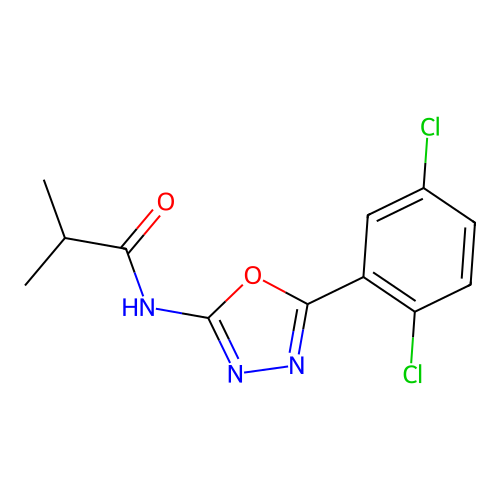 N-[5-(2,5-dichlorophenyl)-1,3,4-oxadiazol-2-yl]-2-methylpropanamide structure