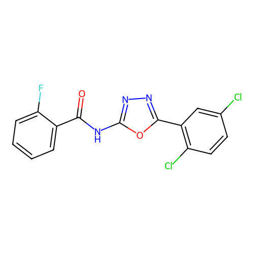 N-[5-(2,5-dichlorophenyl)-1,3,4-oxadiazol-2-yl]-2-fluorobenzamide structure