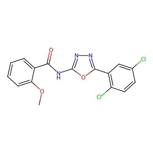 N-[5-(2,5-dichlorophenyl)-1,3,4-oxadiazol-2-yl]-2-methoxybenzamide structure