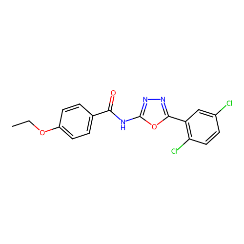 N-[5-(2,5-dichlorophenyl)-1,3,4-oxadiazol-2-yl]-4-ethoxybenzamide structure