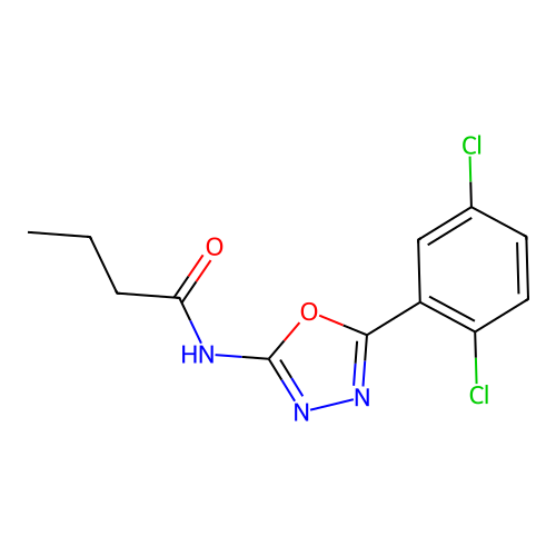 N-[5-(2,5-dichlorophenyl)-1,3,4-oxadiazol-2-yl]butanamide structure