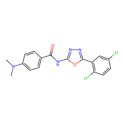 N-[5-(2,5-dichlorophenyl)-1,3,4-oxadiazol-2-yl]-4-(dimethylamino)benzamide structure