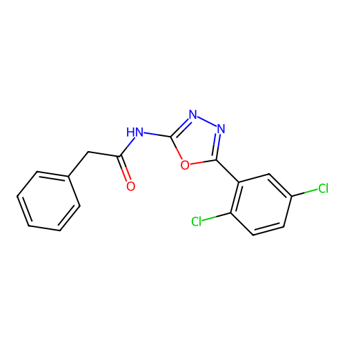 N-[5-(2,5-dichlorophenyl)-1,3,4-oxadiazol-2-yl]-2-phenylacetamide structure
