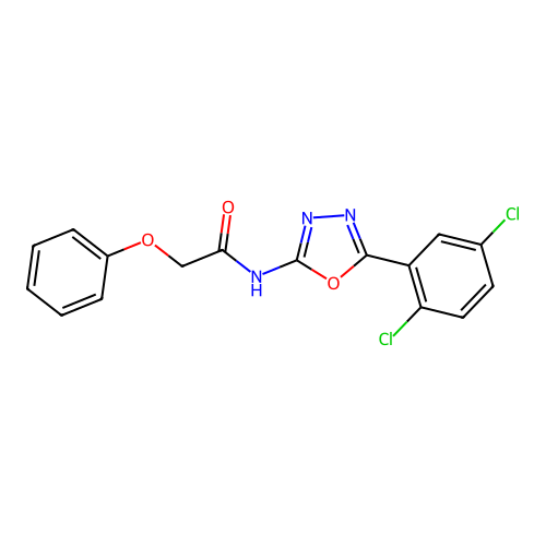 N-[5-(2,5-dichlorophenyl)-1,3,4-oxadiazol-2-yl]-2-phenoxyacetamide structure