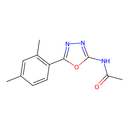 N-[5-(2,4-dimethylphenyl)-1,3,4-oxadiazol-2-yl]acetamide structure