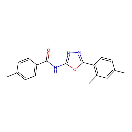 N-[5-(2,4-dimethylphenyl)-1,3,4-oxadiazol-2-yl]-4-methylbenzamide structure