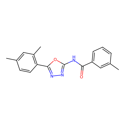 N-[5-(2,4-dimethylphenyl)-1,3,4-oxadiazol-2-yl]-3-methylbenzamide structure