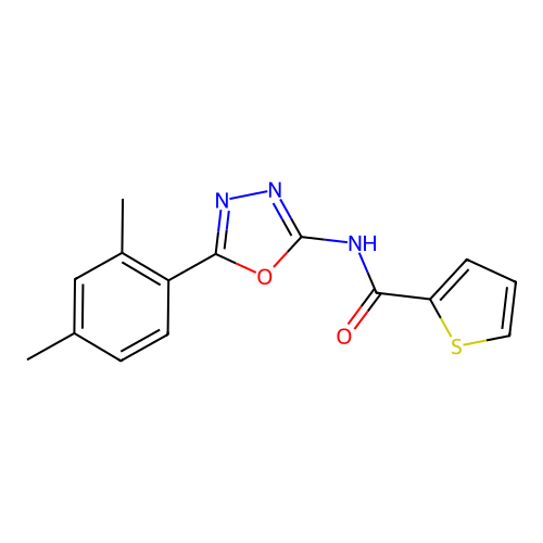 N-[5-(2,4-dimethylphenyl)-1,3,4-oxadiazol-2-yl]thiophene-2-carboxamide structure