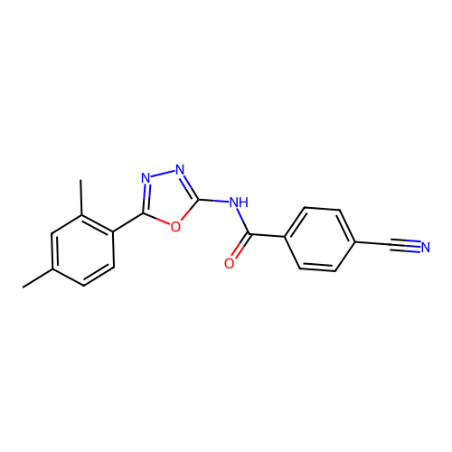 4-cyano-N-[5-(2,4-dimethylphenyl)-1,3,4-oxadiazol-2-yl]benzamide structure