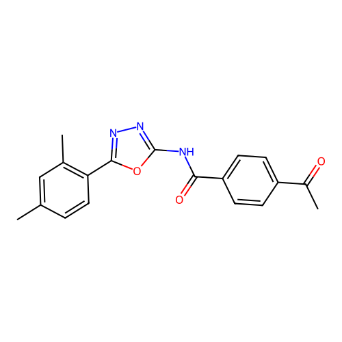 4-acetyl-N-[5-(2,4-dimethylphenyl)-1,3,4-oxadiazol-2-yl]benzamide structure