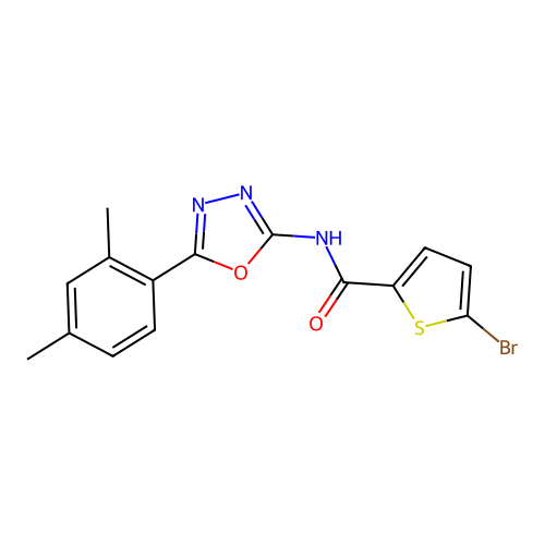 5-bromo-N-[5-(2,4-dimethylphenyl)-1,3,4-oxadiazol-2-yl]thiophene-2-carboxamide structure